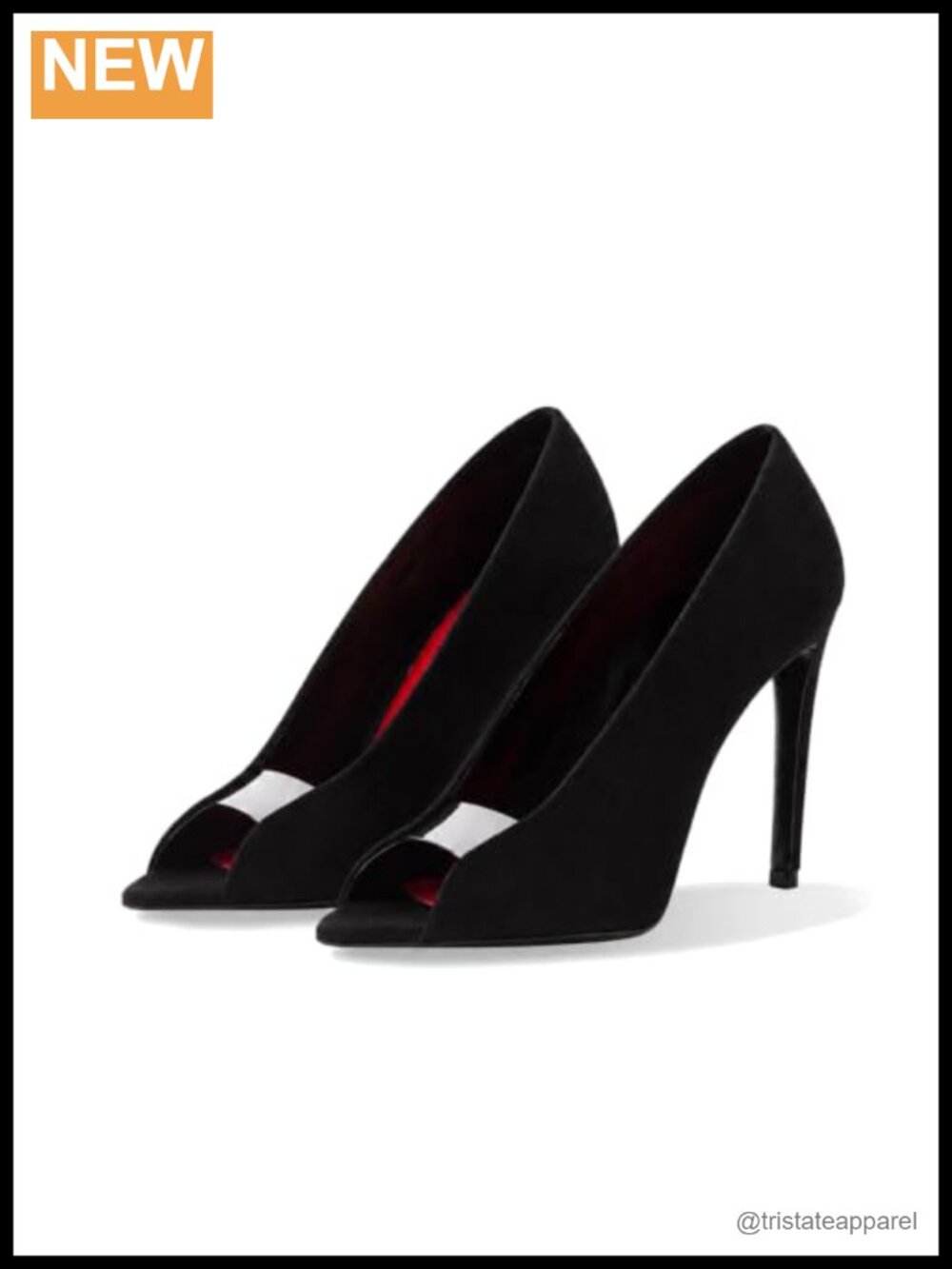Peep Toe Stiletto High Heels Clear Strap Faux Suede Pumps